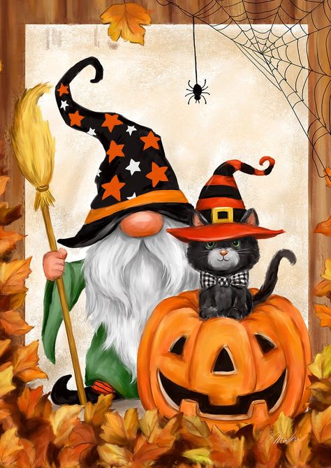 Gnome Fall, Halloween Garden Flag, Halloween Gnome, Halloween Garden, Fall Halloween, Pumpkins, Home Garden, Double Sided, Flag