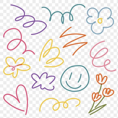 Doodle Face, Smile Emoji, Line Png, Doodle Png, Doodle Stickers, Journal Elements, Cute Scrapbooks, Line Doodles, Online Scrapbook