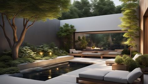 Japandi Garden Ideas: Fusion Outdoor Tranquility - Mojo Boutique Japandi Outdoor, Modern Japanese Garden Landscapes, Japandi House Exterior, Japandi Garden, Modern Japanese Garden, Outdoor Stool, Japanese Garden Landscape, Zen Garden Design, Japanese Zen Garden