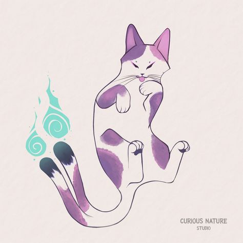 All Posts • Instagram Alphonse Mucha, Nekomata Character Design, Two Tailed Cat, Nekomata Yokai, Cat Poses, Neko Cat, Fantasy Creatures Art, August 27, Calico Cat