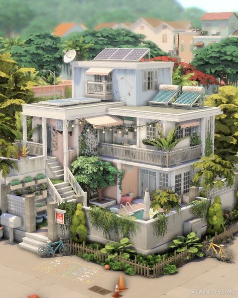 Tomarang Apartaments || NO CC | Patreon The Sims 4 Houses Ideas No Cc, Sims 4 House With Garage, Sims 4 Lots Cc House, Sims 4 Cc City, Sims 4 Multiple Houses One Lot, Tomarang House The Sims 4, Sims 4 Tomarang House, Sims 4 Lots Patreon, Sims 4 Tomarang