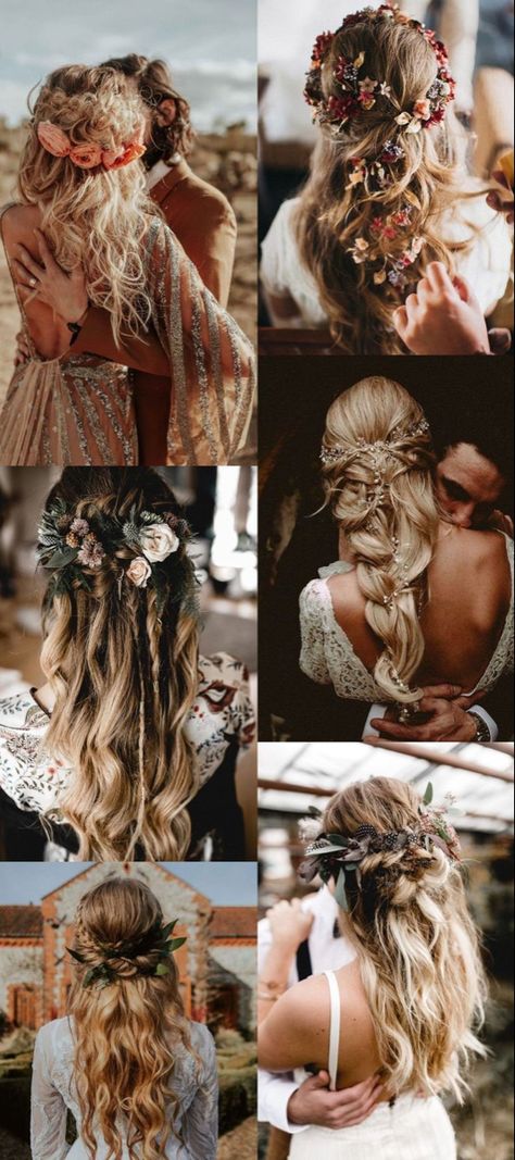 Wedding Hairstyle Ideas, Bohemian Wedding Hair, Boho Bridal Hair, Classic Wedding Hair, Viking Wedding, Boho Wedding Hair, Hippie Wedding, Bohemian Hairstyles, Wedding Hair Inspiration