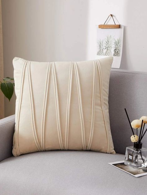 Plain Cushions, Cushion Cover Designs, Living Room Pillows, White Pillow, Sofa Cushion Covers, Sofa Couch Bed, Stylish Home Decor, Stripe Pillow, White Pillows