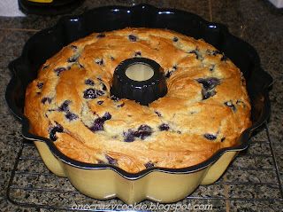 One Crazy Cookie





Blueberry Cream Cheese Bundt Cake
on October 12, 2010

One word for this one: DELICIOUS!!  It is so moist and easy to make.  It did not last long around our house.  My daughter finished the last little bit for breakfast  (she was afraid it would not still be there when she got home).
￼
Blueberry Cream Cheese Bundt Cake
1-8 oz. package cream cheese, softened
1/2 cup vegetable oil
1 package white cake mix (mine was vanilla)
1- 3 oz. package instant vanilla pudding mix
4 eggs
2 teaspoons vanilla
2 1/4 cups fresh or frozen, thawed blueberries
powdered sugar

Preheat oven to 325 degrees. Lightly spray a 9 inch bundt pan with cooking spray.
Combine the cream cheese and oil in a medium bowl and beat with a mixer until smooth and creamy. Add the cake mix, pudding mix, eggs an Blueberry Cream Cheese Bundt Cake, Blueberry Zucchini Cake, Blueberry Bundt Cake Recipes, Bundt Pan Recipes, Cream Cheese Bundt Cake, Blueberry Bundt, Easy Bundt Cake Recipes, Blueberry Desserts Recipes, Blueberry Bundt Cake