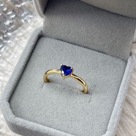 Minimalist heart shaped sapphire gold ring, Blue gemstone solitaire ring, Royal blue birthstone ring, Dainty rings, Handmade delicate gift by WithHerNYC on Etsy Gemstone Solitaire Ring, Handwritten Gifts, Natural Pearl Earrings, Engagement Rings Couple, Blue Sapphire Gemstone, Sapphire Solitaire, Blue Sapphire Rings, Green Gemstones, Delicate Earrings