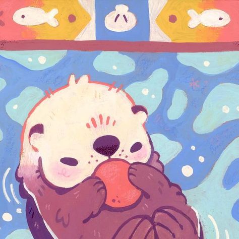 Rowan Kingsbury on Instagram: "One of the many prints I will have available at @craftywonderland this weekend! Come by the Oregon Convention Center on the 3rd and 4th to say hi!  #art#cuteart#otter#cuteanimals#illustration" Otter Art Illustration, Otter Graphic, Otter Character, Otter Design, Otter Illustration, Otter Art, Phone Widget, Cute Otter, Otters Cute