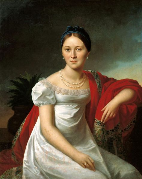 Polish stuff - “Portrait of a Young Woman” (1810) by Józef... National Art Museum, Regency Gown, Regency Era Fashion, Red Shawl, Regency Dress, Regency Fashion, Regency Era, Empire Style, Fashion Portrait