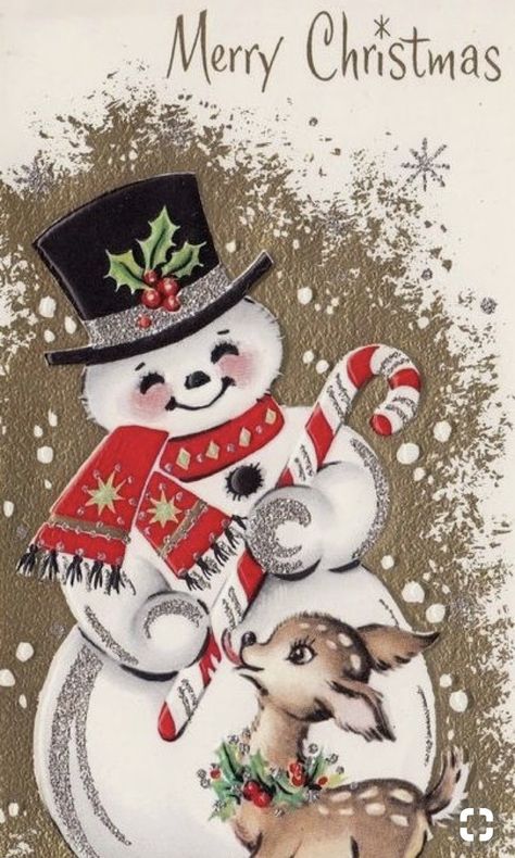 Old Fashioned Christmas, Images Noêl Vintages, Retro Christmas Cards, Vintage Holiday Cards, Vintage Snowman, 1950s Christmas, Vintage Christmas Images, Old Christmas, Christmas Drawing