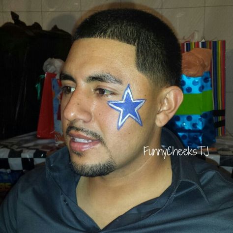 Face painting by FunnyCheeksTJ for a Happy Birthday party - Dallas Cowboys Blue Star Dallas Cowboys Face Paint Ideas, Face Paint Ideas, Cookie Party, Milk N Cookies, Spirit Week, Happy Birthday Parties, Bday Ideas, Paint Ideas, True Blue