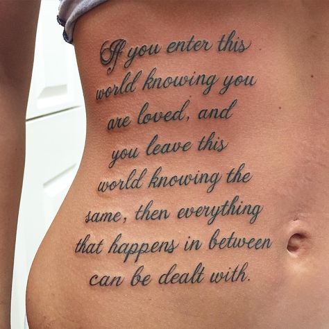 Stomach Tattoos Quotes, Quotes On Stomach Tattoo, Script Stomach Tattoo, Stomach Tattoos Words, Stomach Word Tattoos, Paragraph Tattoos For Women, Girl Stomach Tattoos, Side Stomach Tattoos, Stomach Tattoo