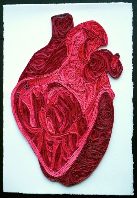 Yakawonis: Quilled Heart Human Heart Art, Heart Art Print, 3d Quilling, Heart Poster, Art Appliqué, Anatomical Heart, Human Heart, Arte Inspo, Gcse Art