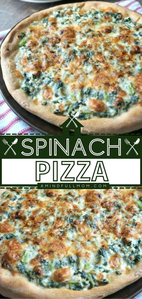 Spinach Pizza Florentine Pizza, Ricotta Pizza, Ricotta Spinach, White Pizza Recipes, Spinach Alfredo, Spinach Pizza, Pizza Stromboli, Italian Herbs, White Pizza