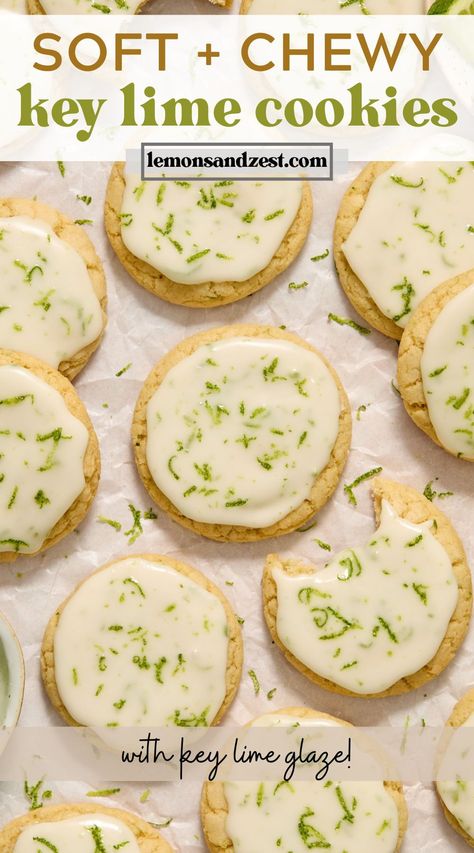 Move over pie, these soft and chewy Key Lime Cookies are so refreshing and delicious. The perfect texture cookie iced with a key lime glaze–these simple cookies are every lime lover’s dream come true! Only 10 minutes to prepare the cookie dough! Corn Lime Cookies, Sweet Lime Recipes, What To Make With Limes, Key Lime Cookie, Lime Cookies Recipes, Key Lime Pie Cookies, Key Lime Cookie Recipe, Key Lime Cookies, Lime Cookies