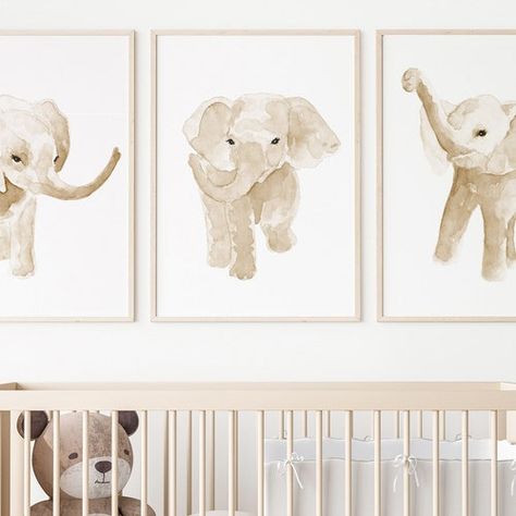 Neutral Nursery Elephant, Nursery Inspiration Neutral, Elephant Nursery Art Boy Rooms, Baby Elephant Wall Art Nursery, Nursery Canvas Art Elephant, Baby Elephant Nursery, Elephant Baby Pictures Wall Art, Elephant Wall Decor, Elephant Print Art