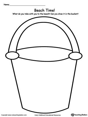 **FREE** What Do You Take To The Beach? Draw It In The Bucket. Worksheet. Encourage your child's creativity and imagination with this printable worksheet to draw pictures. In this activity your child will draw the items they usually take to the beach. #MyTeachingStation Beach Worksheet, Bucket Crafts, Hello Literacy, Number Worksheet, Beach Pail, Summer Worksheets, Beach Drawing, Beach Week, The Five Senses