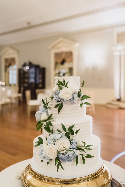 Two Tone Blue Wedding, Sweet Heart Table Dusty Blue, Wedding Flowers With Dusty Blue, Dusty Blue Sage Green Gray Wedding, Dusty Blue And Silver Wedding Cake, Dust Blue Wedding Centerpieces, Navy And Dusty Blue Wedding Cake, Blue White And Black Wedding Theme, Dusty Blue Cake Table