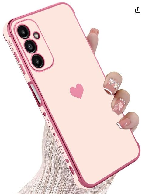 Plating Edge Cute Love Heart Soft TPU Bumper with 4 Corners Shockproof Protection Phone Case Cover for Galaxy A14 5G(Pink) Phone Cover Samsung, Samsung Phone Covers, Capas Samsung, Cute Love Heart, Girly Phone Cases, Pink Cases, Pink Phone Cases, Birthday List, Samsung Phone Cases