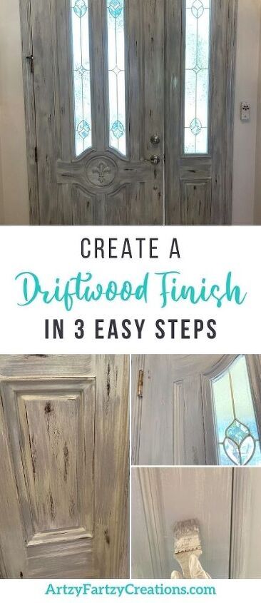 3 Easy Steps to a Driftwood Finish | Hometalk Faux Driftwood Painting Technique, Driftwood Finish Diy, Tinted Primer, Distressed Doors, Glidden Paint, Vintage Hutch, Weathered Wood Finish, Diy Driftwood, Diy Scrapbook Paper