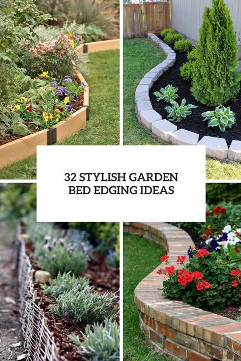 32 Stylish Garden Bed Edging Ideas - Shelterness Raised Garden Bed Edging Ideas, Small Strip Garden Ideas, Plant Bed Edging Ideas, Garden Pavers Ideas Flower Beds, Bedding Plants Border, Garden Border Edging Ideas, Flower Bed Borders Landscape Edging, Easy Edging Landscape, Brick Lined Flower Bed