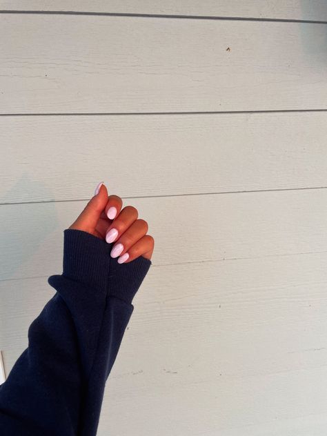 Light Pink Shirt Almond Nails, Milky Pink Almond Nails Short, Light Pink Nails Almond Shape Short, Light Pink Almond Nails, Light Pink Almond, Dip Powder Nails Kiara Sky, Kiara Sky Dip Powder Nails, Milky Pink Nails, Short Almond Shape