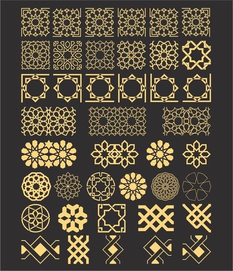 Arabic Pattern Design, Egyptian Patterns, Islamic Design Pattern, Backpiece Tattoo, Aesthetic Digital Art, Cnc Carving, Islamic Tiles, Vector Line Art, Islamic Motifs