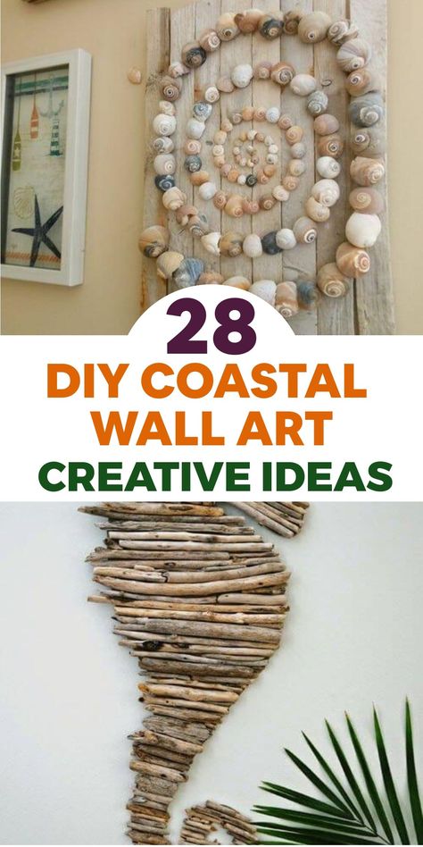 DIY Coastal Wall Artwork- #art #Coastal #DIY #Wall Check more at https://howcandothis.com/diyideas/diy-coastal-wall-artwork/ Beach House Decor Diy Crafts, Seashell Home Decor Diy, Sea Shells Wall Decor, Diy Coastal Decor Wall Art, Driftwood And Seashell Crafts, Sea Shell Wall Decor, Diy Nature Wall Art, Starfish Decorating Ideas, Coastal Accent Wall Ideas