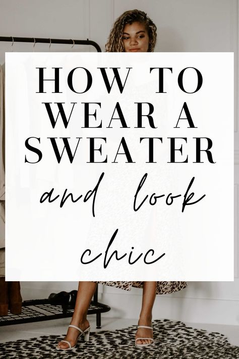 A classic sweater deserves a place in everyone’s wardrobe all the time, but especially in fall. It is on my classic capsule list after all! Whether worn by itself or as a layering piece, it’s an item that you’ll wear over and over again. In this post, you’re going to get ideas for 4 chic sweater outfits as well as where you can shop to get affordable quality pieces! #falloutfit #sweateroutfit #cashmeresweater #fallstyle #fallfashion Knitwear And Jeans Outfit, Classic Sweater Outfit, Fall Sweater Outfits For Work, Sweaters To Wear With Dresses, French Sweater Outfit, V Neck White Sweater Outfit, Sweater Looks For Women, Classic Sweaters Women, Casual Sweater Outfits Woman