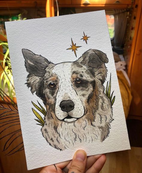 Dog Illustration Watercolor, Gouache Dog Painting, Aussie Drawing, Painting Clipart, Dogs Watercolor, Dog Portraits Illustration, Royal Pet Portrait, Watercolor Dogs, Dog Watercolor Painting