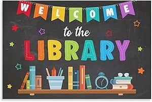 Colorful Library Sign Welcome to The Library Poster Library Reading Poster School Library Decoration Canvas Art Poster And Wall Art Picture Print Modern Family Bedroom Decor Posters 24x36inch(60x90cm) Library Rules Poster, Colorful Library, Welcome To The Library, Library Poster, Library Rules, School Library Decor, Reading Poster, Bedroom Decor Posters, Reading Boards