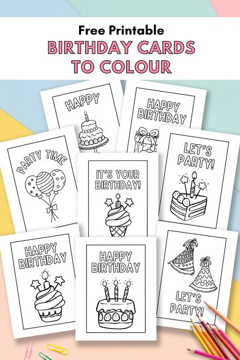 Free Printable Birthday Cards To Colour — Gathering Beauty Papa Birthday Card, Happy Birthday Free Printable, Coloring Birthday Cards, Birthday Card Template Free, Free Printable Christmas Cards, Printable Birthday Cards, Free Printable Birthday Cards, Birthday Cards To Print, Happy Birthday Cards Printable