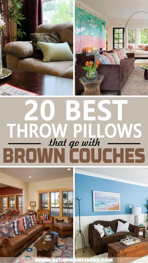 What Color Throw Pillows For Brown Couch, Brown Sofa Throw Pillows, Accent Pillows For Dark Brown Couch, Brown Couch Accent Pillows, Pillows For Dark Brown Leather Couch Ideas, Pillows To Lighten Dark Couch, Family Room With Brown Couch, Dark Brown Couch Decor Color Schemes, Pillows On Brown Sofa