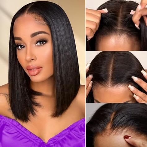 Wear and Go Glueless Bob Wigs Human Hair Pre Plucked Pre Cut 5x5 HD Transparent Lace Closure Wigs 180% Density Ready to Wear Short Straight Lace Front Wigs For Black Women Beginner Friendly 12 Inch Glueless Wigs For Black Women, 12 Inch Bob Wig, Closure Wigs, Wigs Human Hair, Straight Lace Front Wigs, Lace Closure Wig, Closure Wig, Wigs For Black Women, Bob Wigs