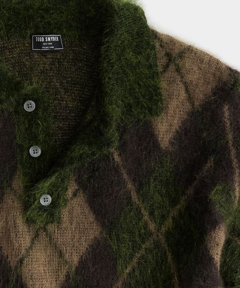 Argyle Mohair Polo in Olive Grandpacore Outfit Male, Nice Fashion, Deep Autumn, Mens Outfit Inspiration, Dream Style, Chic Sweaters, Men Style Tips, Mohair Sweater, China Fashion