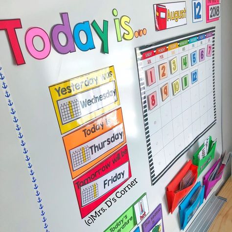 School Calendar Ideas, Calendar Kindergarten, Calendar Preschool, Kindergarten Classroom Setup, Self Contained Classroom, Calendar Board, Classroom Calendar, Classroom Board, Calendar Time