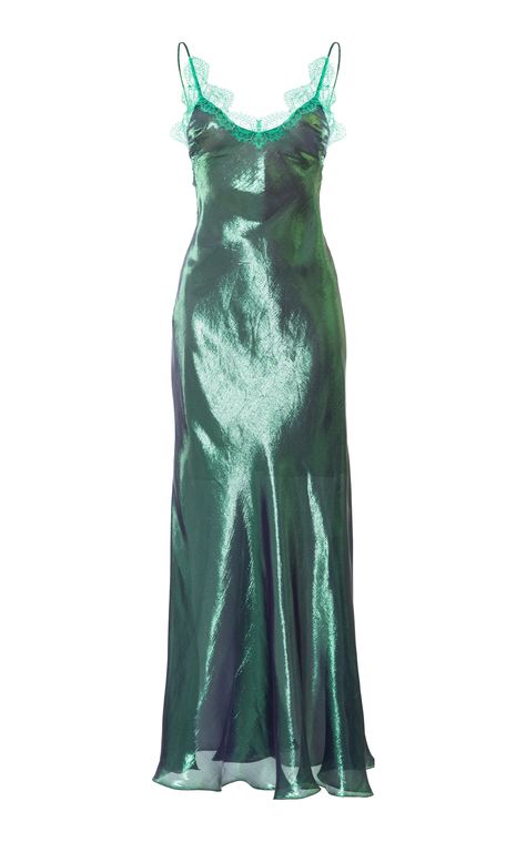 Jade Green Dress, Green Slip Dress, Maria Lucia Hohan, Strap Maxi Dress, Dresses Green, Slip Dresses, Trim Dress, Maxi Slip Dress, Dresses Lace