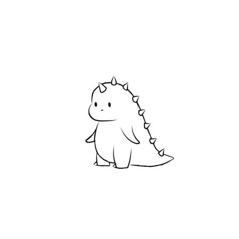 Dino Doodle Tattoo, Cute Dino Sketch, Small Dino Tattoos Cute, Small Dino Drawing, Dino Doodles Cute Dinosaur, Dinosaur Cute Tattoo, Dinosaur Doodle Tattoo, Sketsa Dino, Dinosaur Drawings Cute