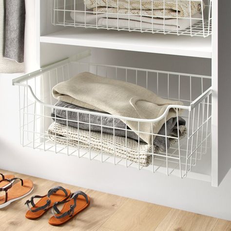 Hanging Wardrobe, Wire Drawers Closet, Closet Drawer Ideas, Wire Closet Shelving, Basket Drawers, Sewing Room Storage, Pantry Remodel, Wire Shelf, Closet Drawers