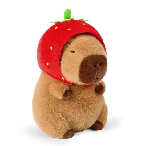 Ditucu Cute Capybara Plush Wear Strawberry Hat Kawaii Capibara Stuffed Aniamls Toys Plushies Hugging Gifts for Kids Brown 13 inch Capybara Stuffed Animal, Capybara Plushies, Capybara Plush, Strawberry Gifts, Hug Gifts, Teddy Bear Stuffed Animal, Kawaii Plush, Doll Hat, Christmas Plush