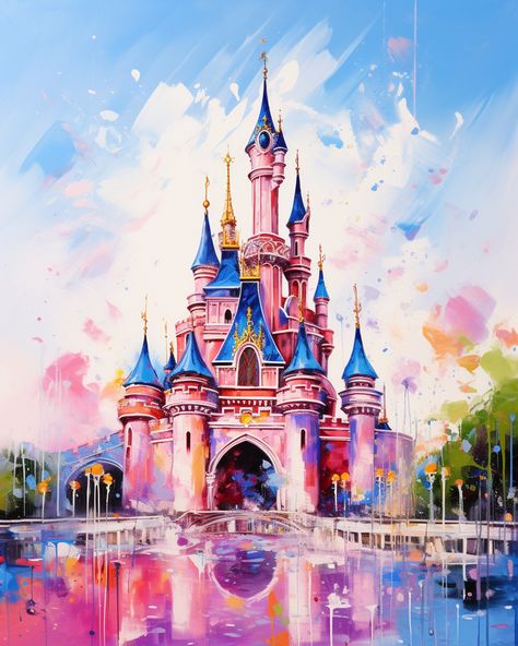 Dreamy Disneyland Wallpaper - Disney Artwork Disney Landscape Art, Princess Castle Painting, Cinderella Castle Drawing, Disney Castle Painting, Disneyland Painting, Disneyland Artwork, Disney Castle Art, Château Disney, Disneyland Wallpaper