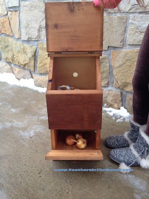 Potato Bin Diy, Onion And Potato Storage, Potato Onion Storage, Potato Storage Bin, Potato And Onion Bin, Potato Bin, Bin Cabinet, Onion Storage, Wooden Bread Box