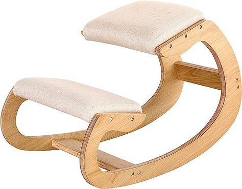 Amazon.com: Predawn Ergonomic Kneeling Chair,Rocking Knee Chair Upright Posture Chair for Home Office Meditation Wooden & Linen Cushion-Office Chair for Back Neck Pain Relief & Improving Posture (White Oak) : Home & Kitchen Kneeling Stool, Improving Posture, Kids Study Desk, Ergonomic Kneeling Chair, Meditation Chair, Kneeling Chair, Office Chair Cushion, Neck Pain Relief, Black Cushions