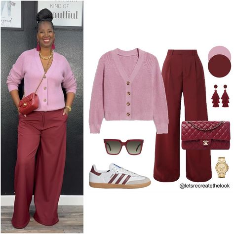 Burgundy Trousers - 10 Outfit Ideas 🐙 Here are 10 more colors that pair well with burgundy! Which is your favorite? As fall approaches it’s time to break out our sweaters. Instead of just pairing them with jeans, here’s a reminder that wide leg trousers are a more elevated option but just as comfortable! So for an elevated casual look, try pairing your sweaters with your trousers! You can still wear your sneakers with them! 😉 So save this post for style inspiration and look in your closet to... Burgundy Trousers Outfit, Burgundy Sneakers Outfit, Leg Trousers Outfit, Wide Leg Trousers Outfit, Burgundy Trousers, Burgundy Sneakers, Trousers Outfit, Elevated Casual, Dope Fits