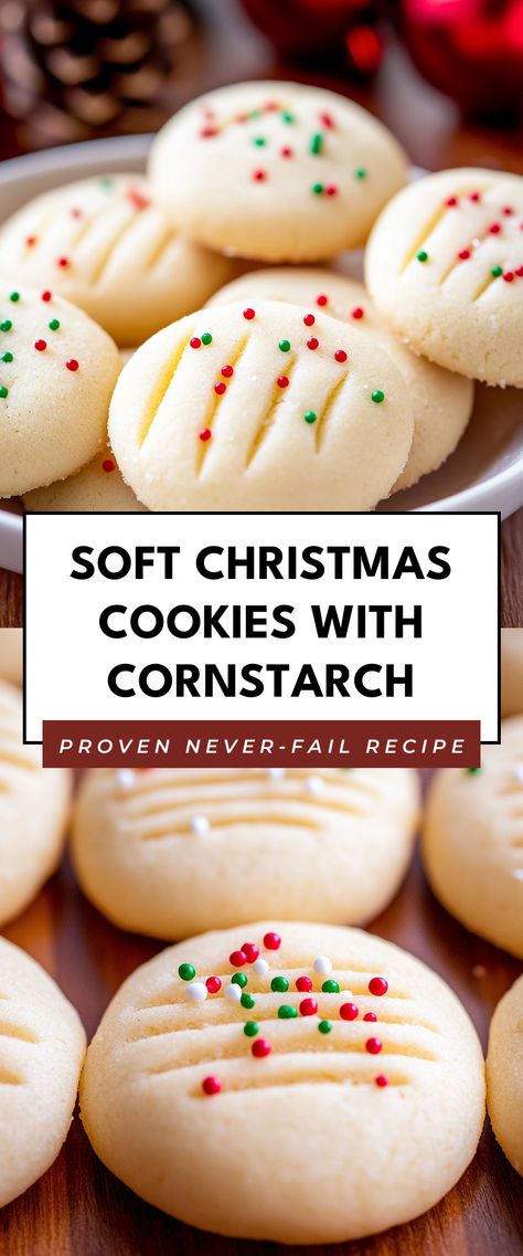 Image for Soft Christmas Cookies with Cornstarch Soft Christmas Sugar Cookies, Short Bread Cookies With Corn Starch, Best Soft Christmas Cookies, Cookies With Cornstarch, Cookie Exchange Recipes Easy, Soft Christmas Cookies, Soft Almond Cookies, Milky Way Cookies, Xmas Cookies Recipes