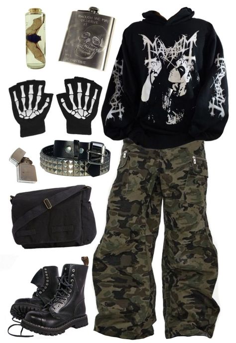 Cool Outfit Ideas Edgy, 2007 Aesthetic Outfits, Punk Clothing Men, Emo Clothes Men, Male Clothing Ideas, Thrash Metal Outfit, Loser Core Outfits, Grunge Style Men, Punk Outfits Aesthetic