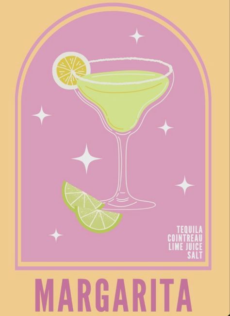 Aesthetic Posters Colorful, Posters For Drawing, Colorful Bedroom Art, Margarita Poster Art Prints, Alcohol Art Drinking, Drink Recipes Poster, Drink Wall Prints, Wall Art Alcohol, Etsy Download Ideas