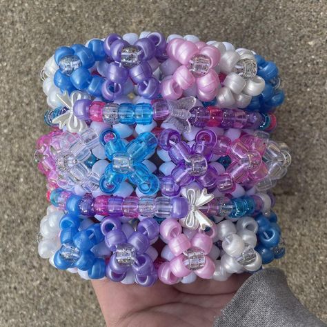 ✰ Kawaii Butterfly Double Rotating 3D Kandi Cuff ✰... - Depop Sanrio Kandi Cuff, 3d Kandi Cuff Ideas, Big Kandi Projects, Mini Rotating Kandi Cuff, Rotating Cuff Kandi, Big Kandi Cuff, Rotator Cuff Kandi, Kandi Rotating Cuff, Kandi Cuff Ideas