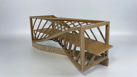 Cardboard Bridge Ideas | cardboard easy crafts Architecture Models Cardboard, Architecture Cardboard Model, Arch Model Concept Ideas, Bridge Model Architecture, Conceptual Model Architecture Abstract, Cardboard Architecture Model, Folding Architecture Concept, Cardboard Model Architecture, Structural Model Architecture