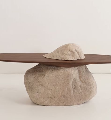 Stone Sofa Table, Stone Wood Table, Stone Furniture Design, Platform Seating, Rock Furniture, Raw Furniture, Stone Furniture, Rock Sculpture, Stone Interior