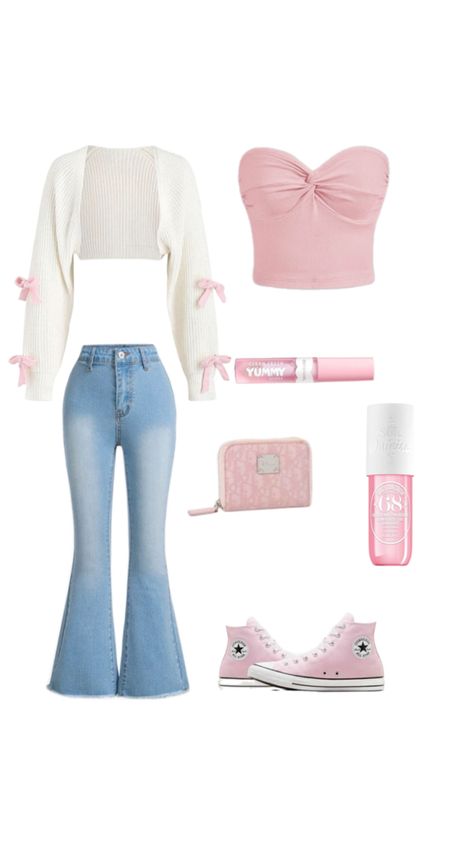 Another pink outfit Light Blue And Pink Outfit Ideas, Lazy Pink Outfits, Pink Fit Aesthetic, Outfit Ideas Bright Colors, Pink Simple Outfit Ideas, Pink Y2k Outfit Ideas, Pink Outfit Ideas For School, Pink Summer Outfits Casual, Plus Y2k Outfits