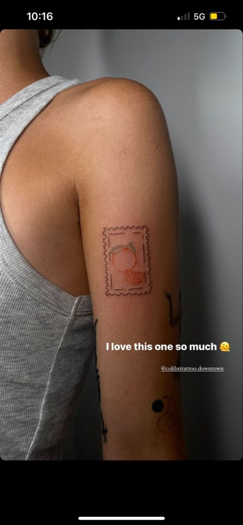 Bag Of Oranges Tattoo, The Orange Poem Tattoo, Wendy Cope Tattoo, The Orange By Wendy Cope Tattoo, Peeled Orange Tattoo, Florida Orange Tattoo, Florida Stamp Tattoo, Orange Stamp Tattoo, Channel Orange Tattoo